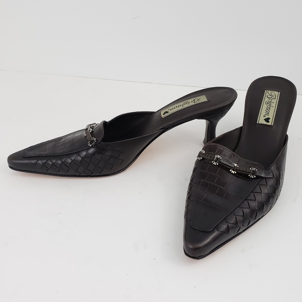Brighton Pamela Croc Embossed Kitten Heel Pump